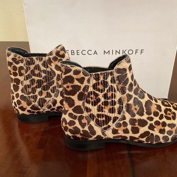 NWT Leopard Suede Rebecca Minkoff half boots size 8 Madison Too - Picture 2 of 6